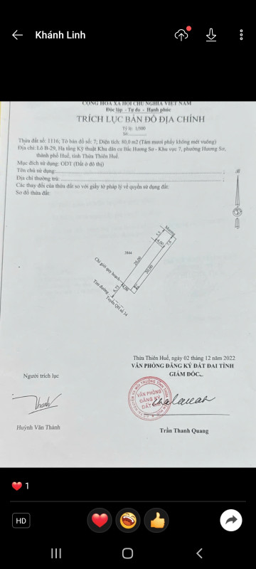 Bán đất Hương Sơ , Huế