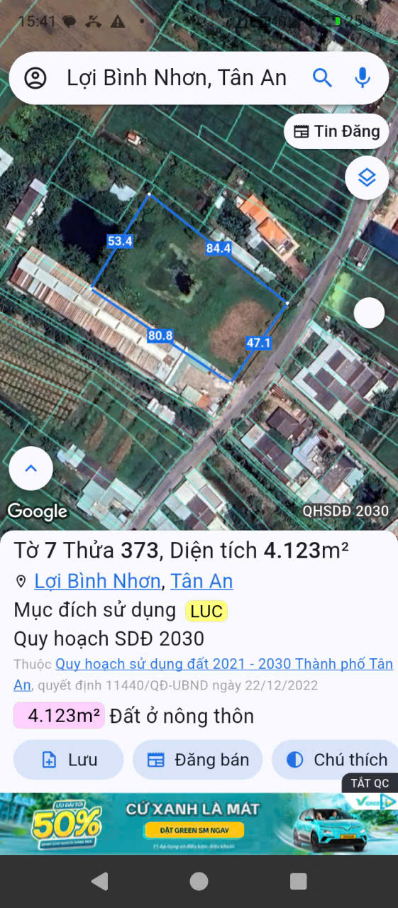 Bán đất 4122,94m² mặt tiền đường nhựa 8m, giá 27 tỷ 800 triệu phường Khánh Hậu, tỉnh Tây Ninh