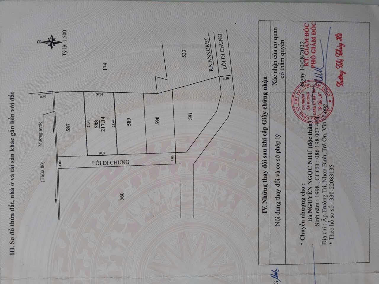 Bán đất 217m² full thổ cư ngang 10m giá 4.4 tỷ tại Phường Lang Biang - Đà Lạt