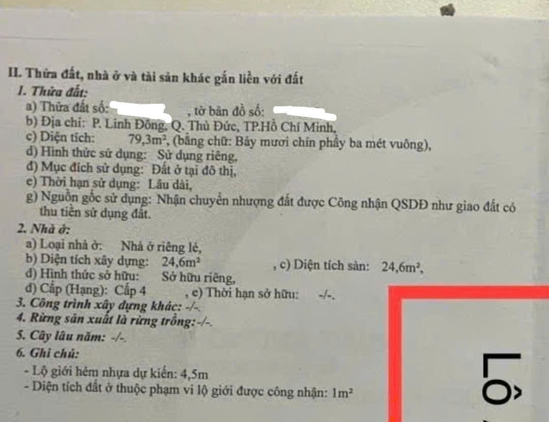 Đất thần tài 79m² 5tỷ470 p.Linh Đông
