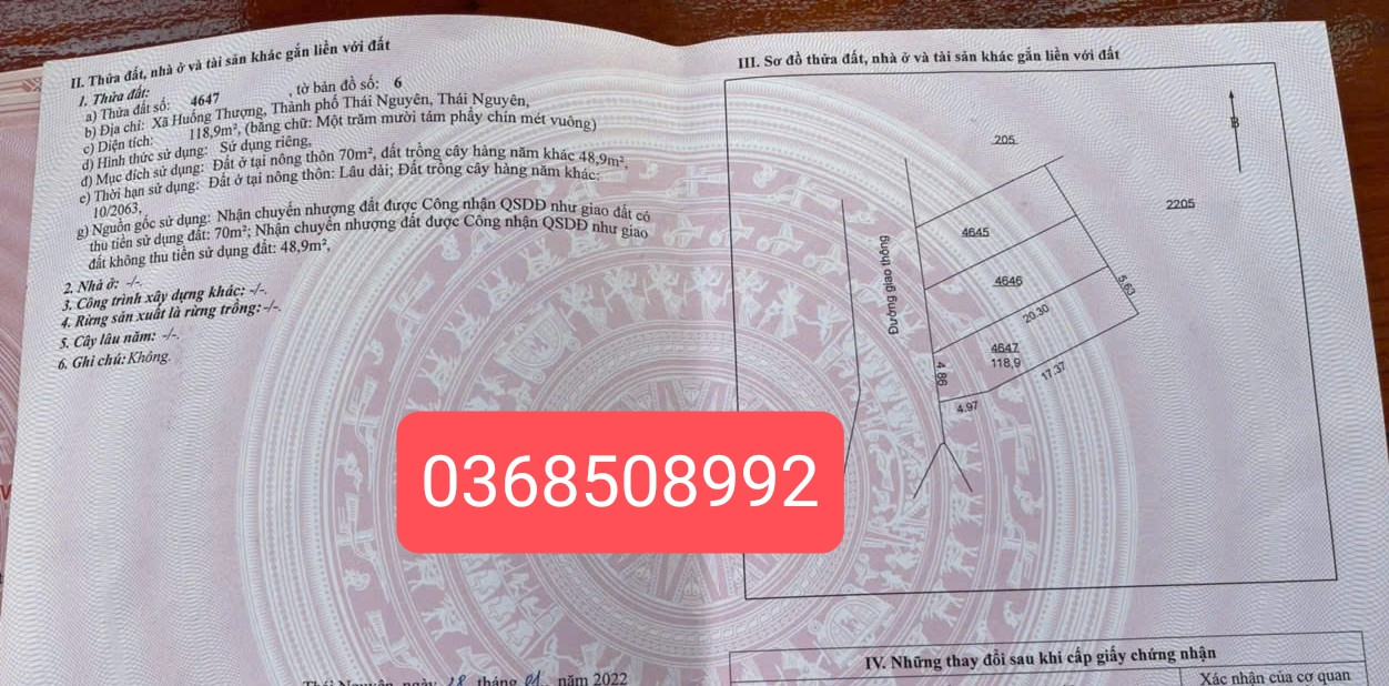 Bán đất 118,9m² ngang 4,8m giá 1.58 tỷ Phường Linh Sơn