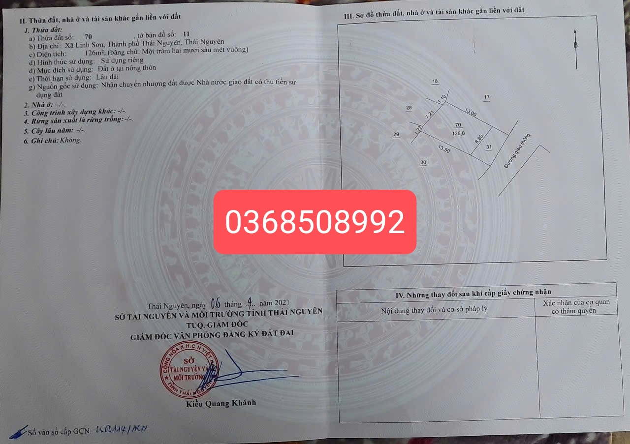 Bán đất 126m² ngang 8,8m giá 2.02 tỷ Phường Linh Sơn