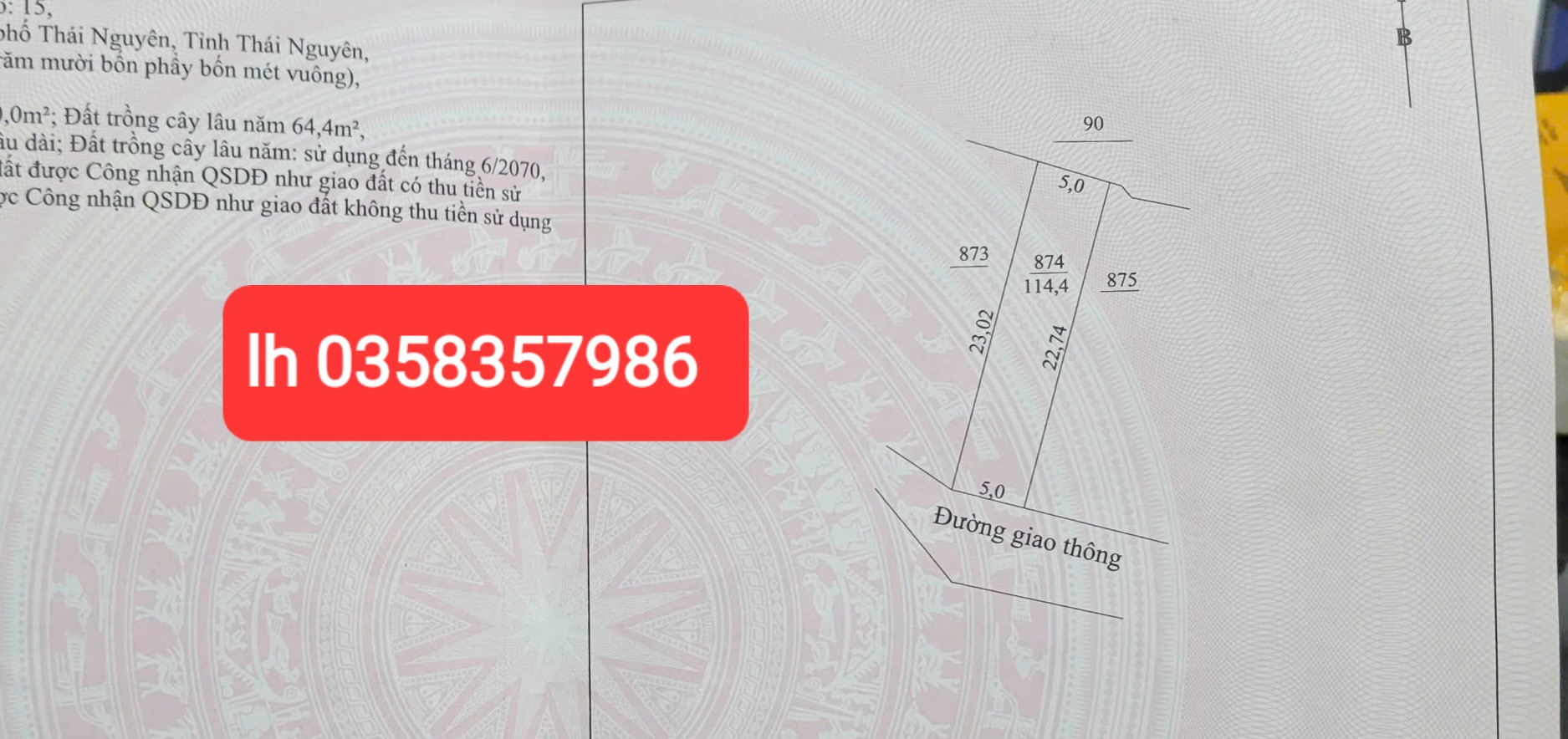 Bán nhà 114.4m² có sẵn 50m² thổ cư ngang 5m giá 2.2 tỷ tại Phường Linh Sơn
