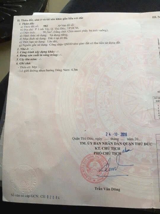 90m đất 8tỷ phường Linh Tây - hẻm Ô Tô Đường số 9 . Sổ riêng không quy hoạch