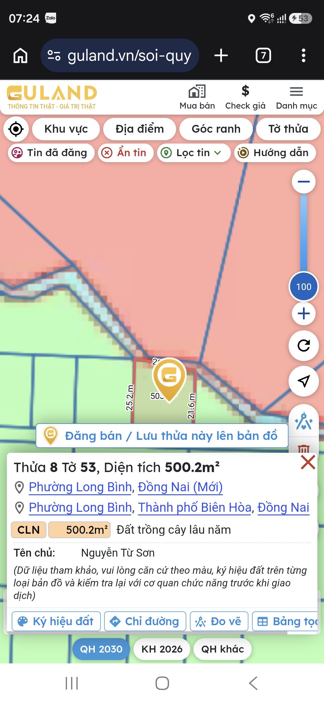 Bán đất 500.2m² ngang 21m giá 750 triệu tại Phường Long Bình