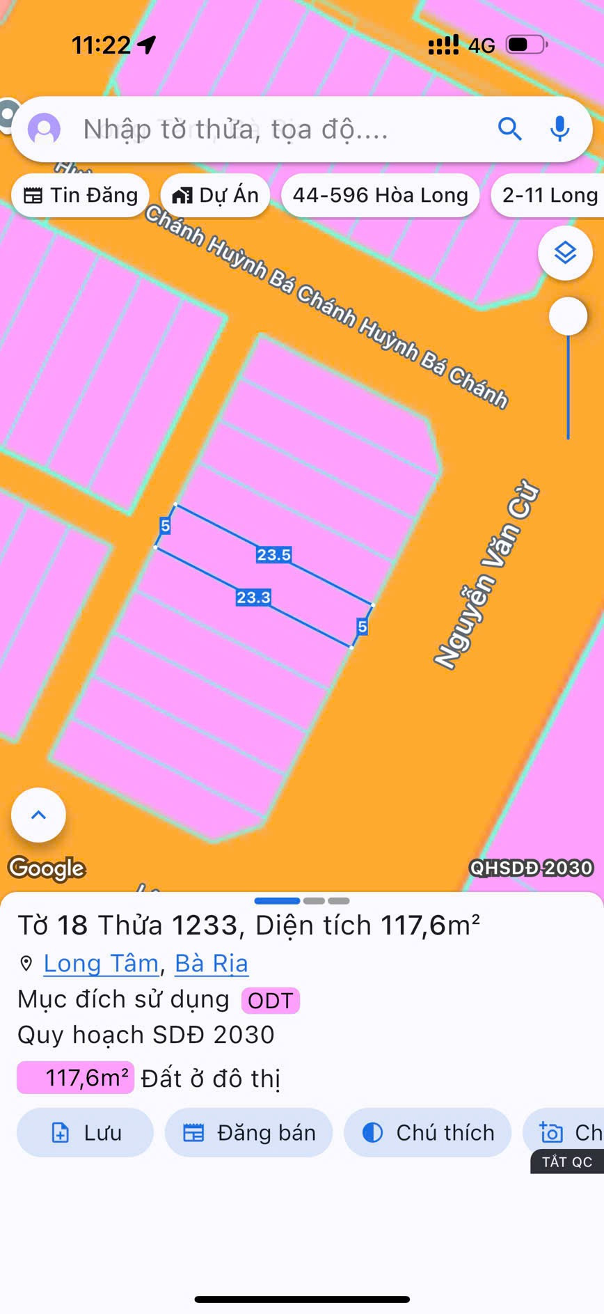 Bán Đất 117m² thổ cư 117m² giá 3.3 tỷ tại Phường Long Tâm Thành phố Bà Rịa Bà Rịa - Vũng Tàu