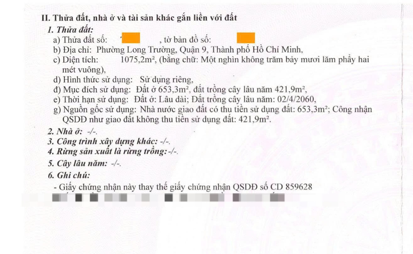 BÁN ĐẤT HẺM 255 VÕ VĂN HÁT P. LONG TRƯỜNG, Quận 9 👉Có 653m² thổ cư Đường dự phóng 60M. Tlcc 0903034123 C. Thảo