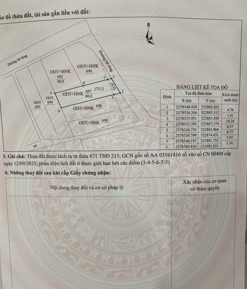 Bán đất 80.4m² có sẵn 73m² thổ cư ngang 4,5m giá 800 triệu tại Phường Móng Cái 1