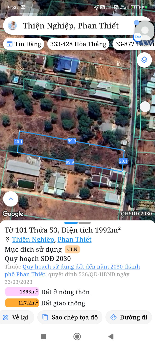 Bán đất 1992m² ngang 20m giá 10.9 tỷ Phường Mũi Né
