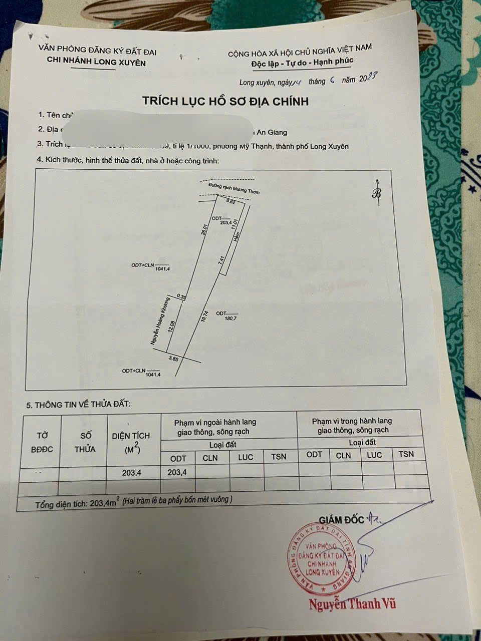 BÁN ĐẤT MẶT TIỀN RẠCH MƯƠNG THƠM – MỸ THẠNH