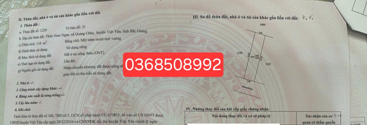 Bán đất 110m² ngang 5m giá 3.5 tỷ Phường Nếnh