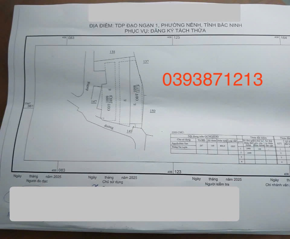 Bán đất 289m² ngang 11m giá 6.3 tỷ Phường Nếnh
