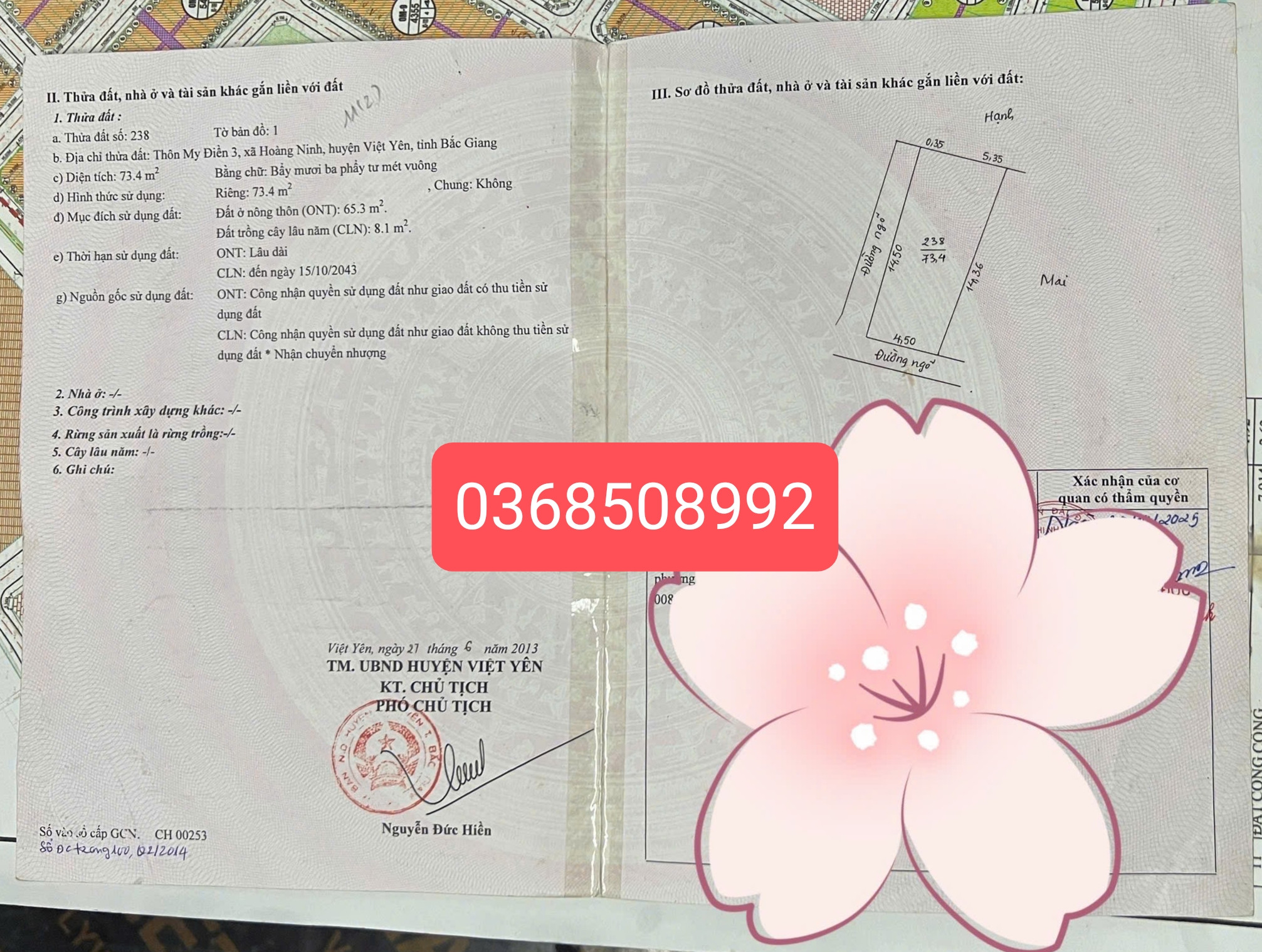Bán đất 73m² ngang 4,5m giá 1.9 tỷ Phường Nếnh