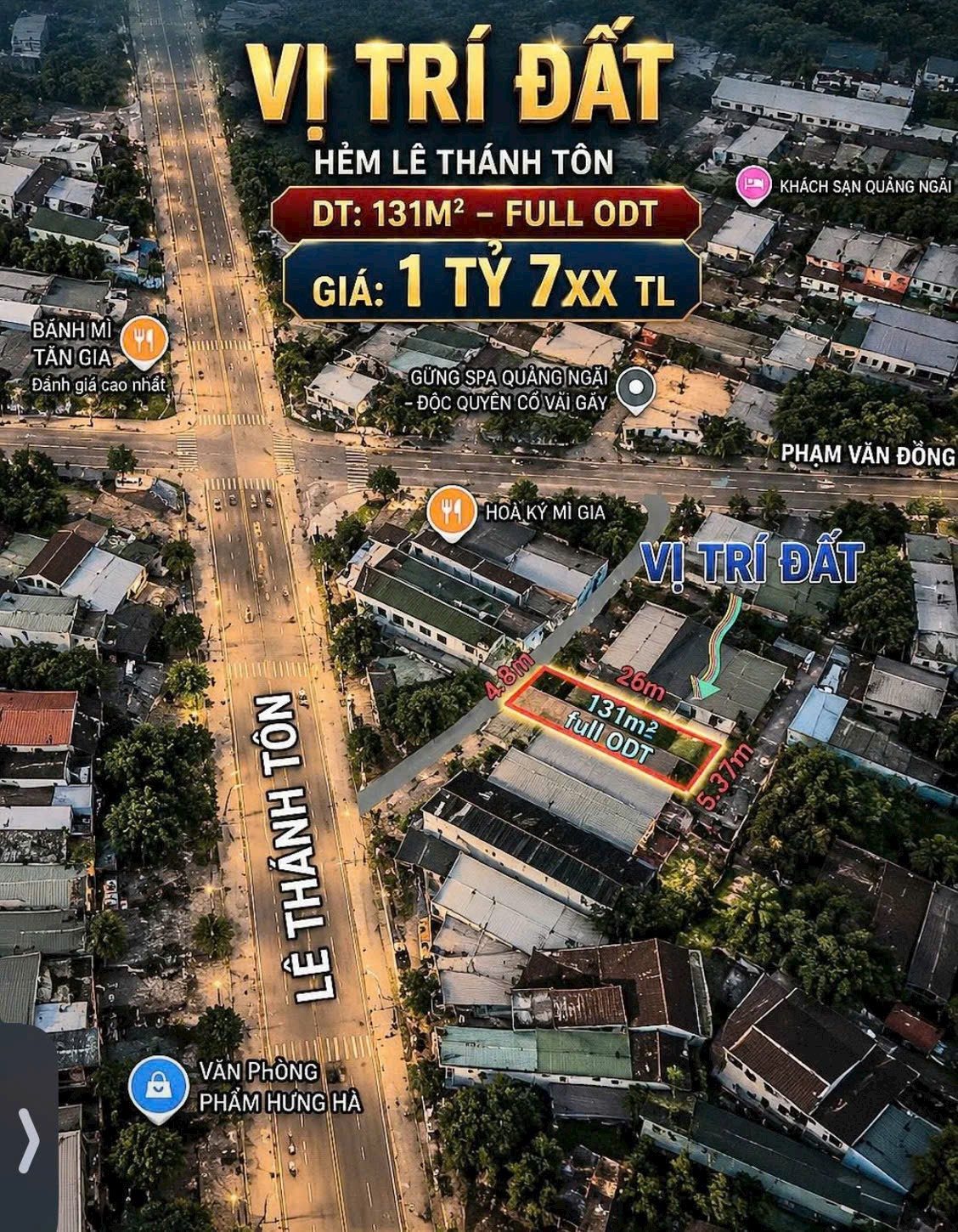 LÔ ĐẤT HẺM LÊ THÁNH TÔN GẦN NGÃ TƯ PHẠM VĂN ĐỒNG CỰC ĐẸP.