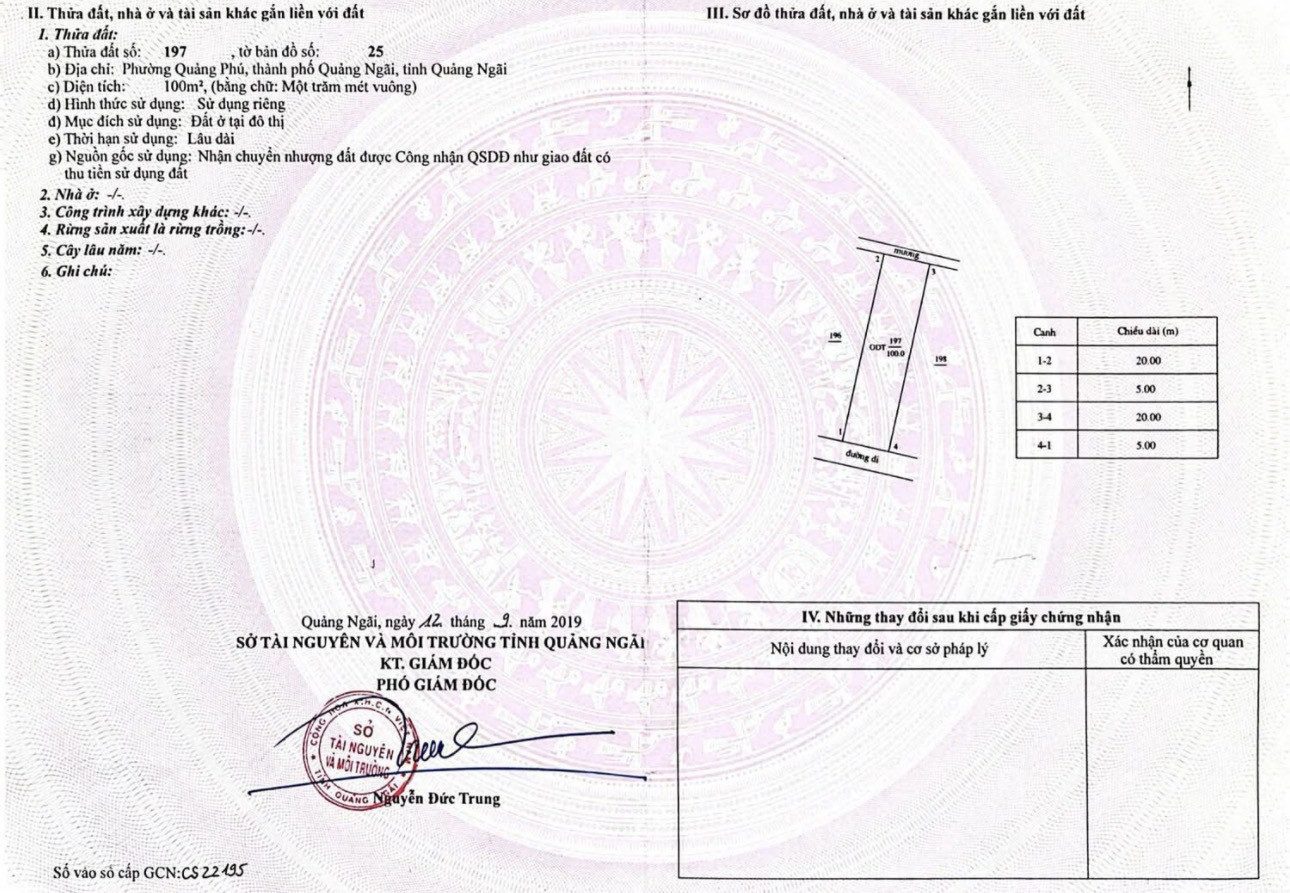 Bán đất 100m² full thổ cư ngang 5m giá 750 triệu tại Phường Nghĩa Lộ