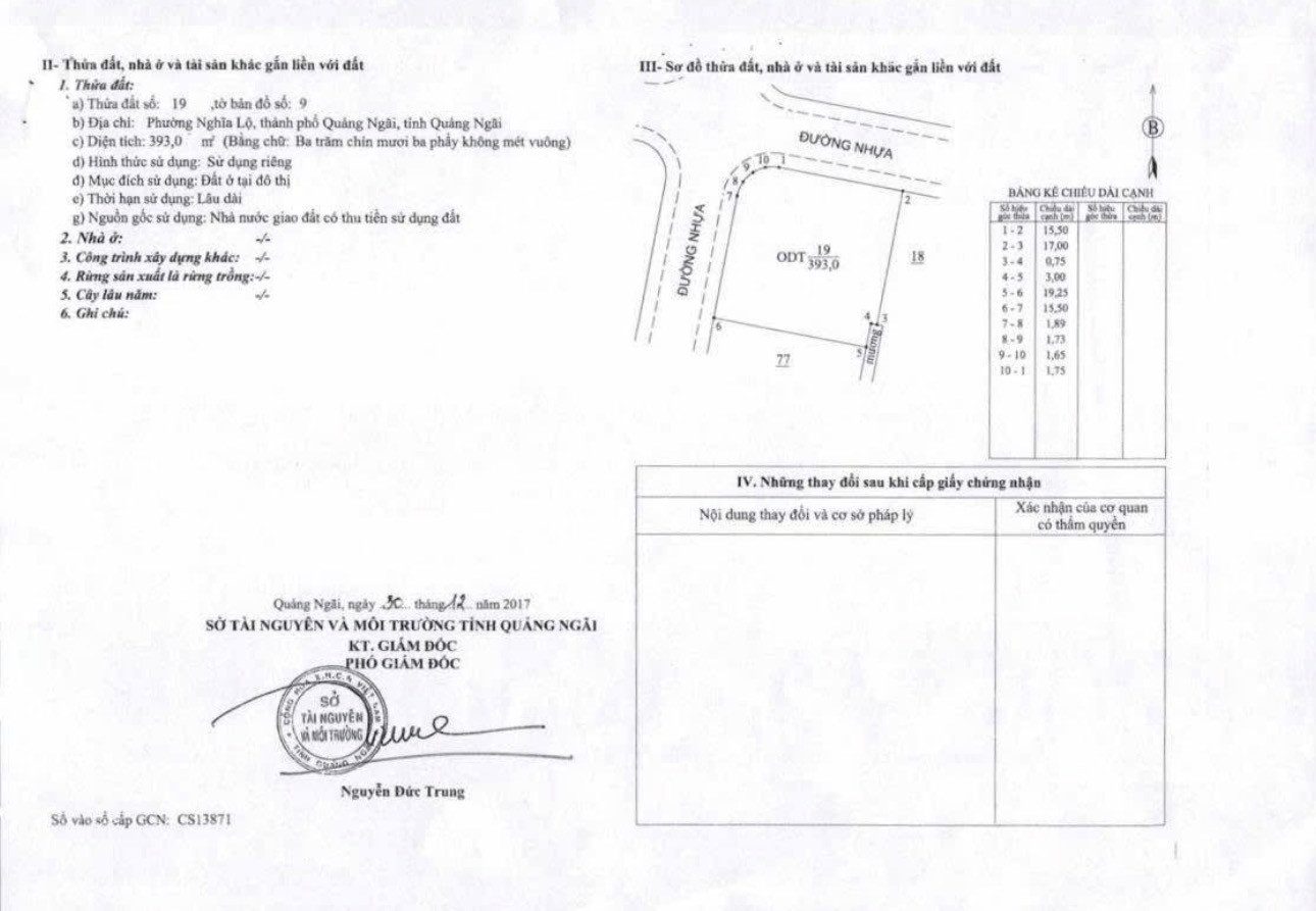 Bán Đất 393m² thổ cư 393m² giá 7.2 tỷ tại Phường Nghĩa Lộ Thành phố Quảng Ngãi Quảng Ngãi
