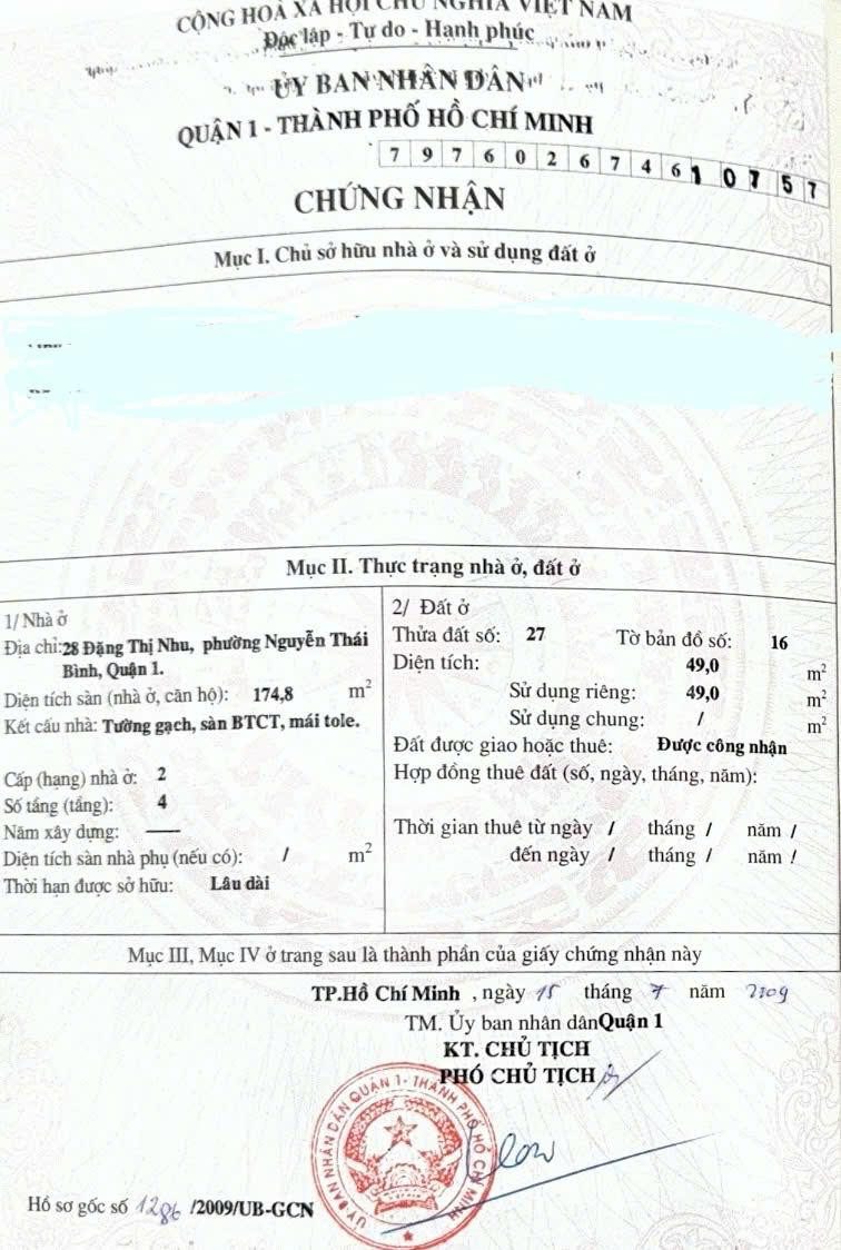 Chính Chủ Bán Nhà Mặt tiền 28 Đặng Thị Nhu – Giá 40 tỷ
