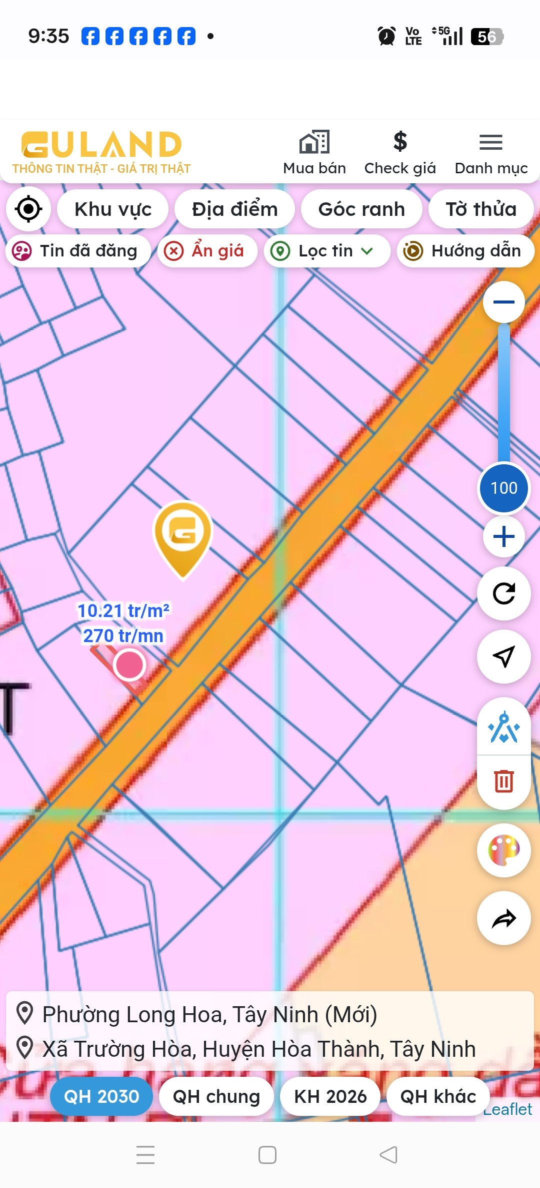 Bán Đất 210m² thổ cư 90m² giá 1.5 tỷ tại Phường Ninh Thạnh Tây Ninh