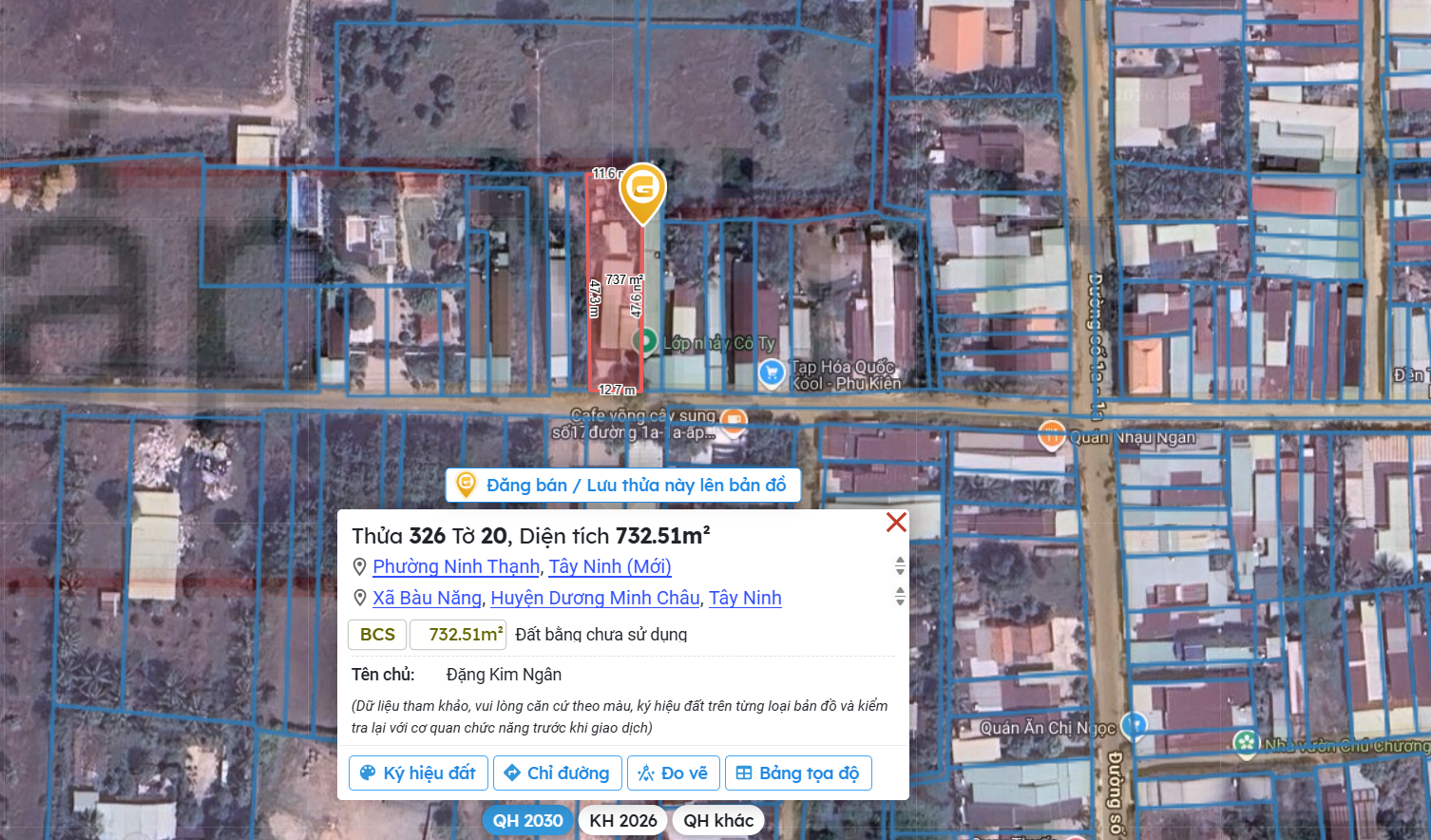 Bán nhà 732.5m² có sẵn 729m² thổ cư ngang 12.7m giá 4.5 tỷ tại Phường Ninh Thạnh