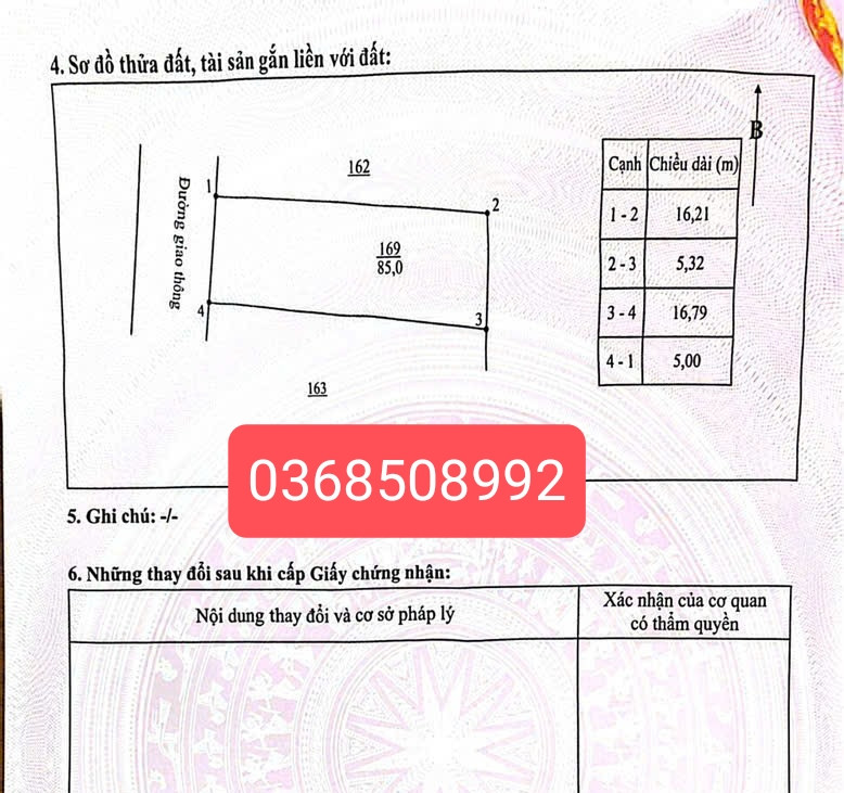 Bán đất 85m² có sẵn 50m² thổ cư ngang 5m giá 2.7 tỷ tại Phường Phan Đình Phùng