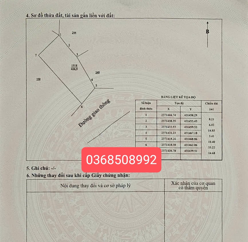 Bán đất 426m² ngang 10,4m giá 2.5 tỷ Phường Phổ Yên