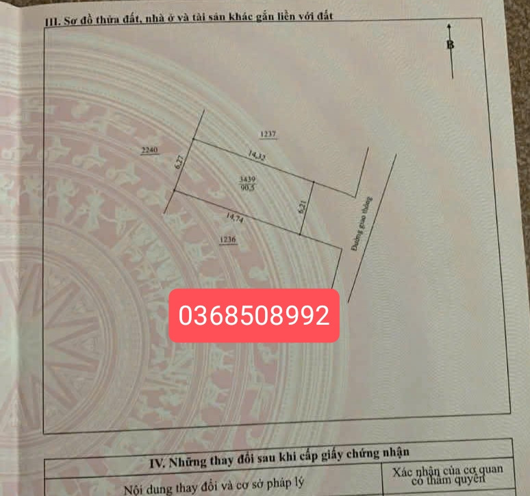 Bán đất 90m² full thổ cư ngang 6,2m giá 800 triệu tại Phường Phổ Yên