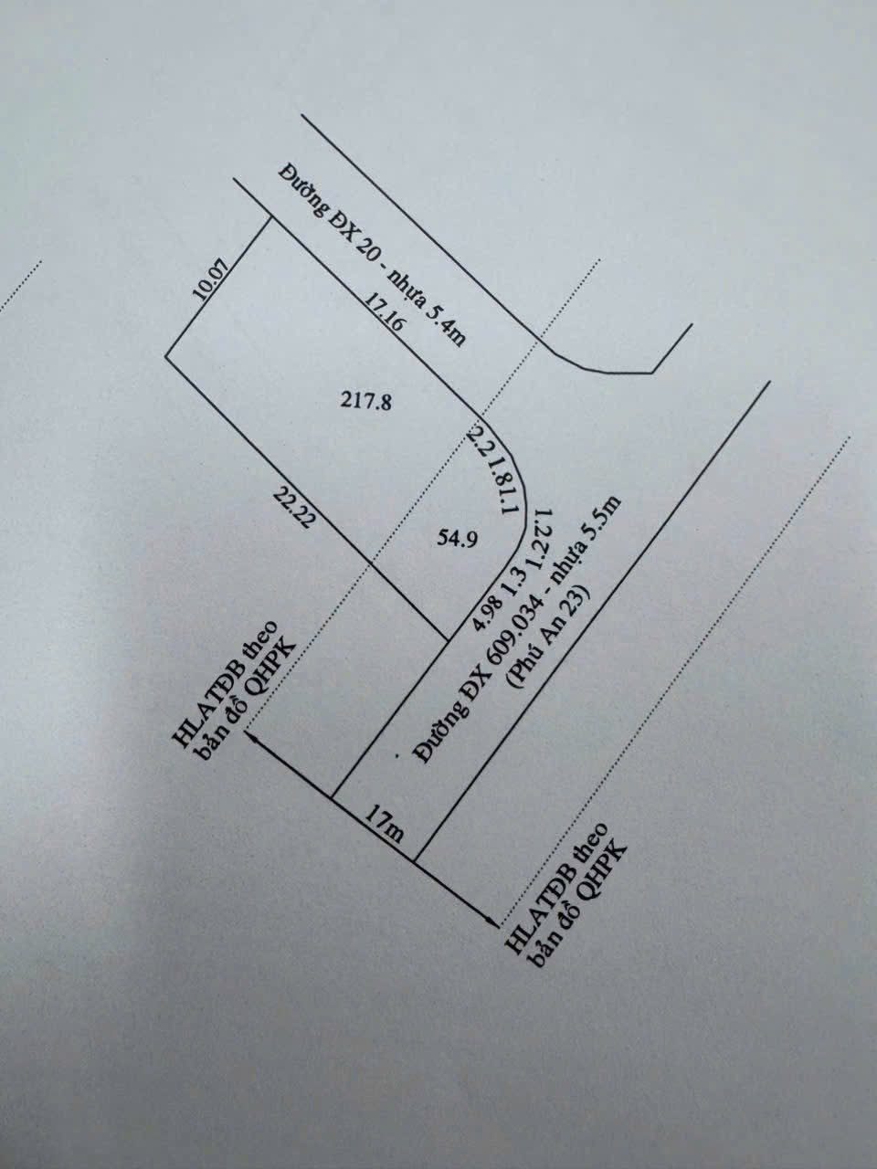 Bán đất 217m² có sẵn 60m² thổ cư ngang 10m giá 2.2 tỷ tại Phường Phú An