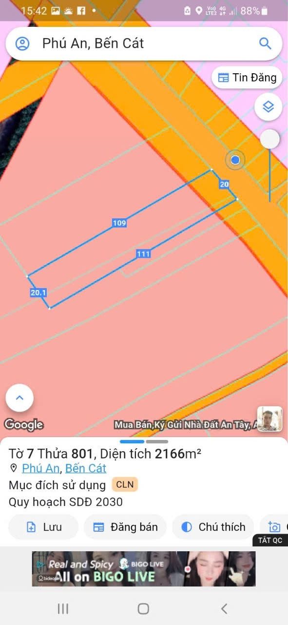Bán đất 1610.8m² ngang 20m giá 14.5 tỷ tại Phường Phú An