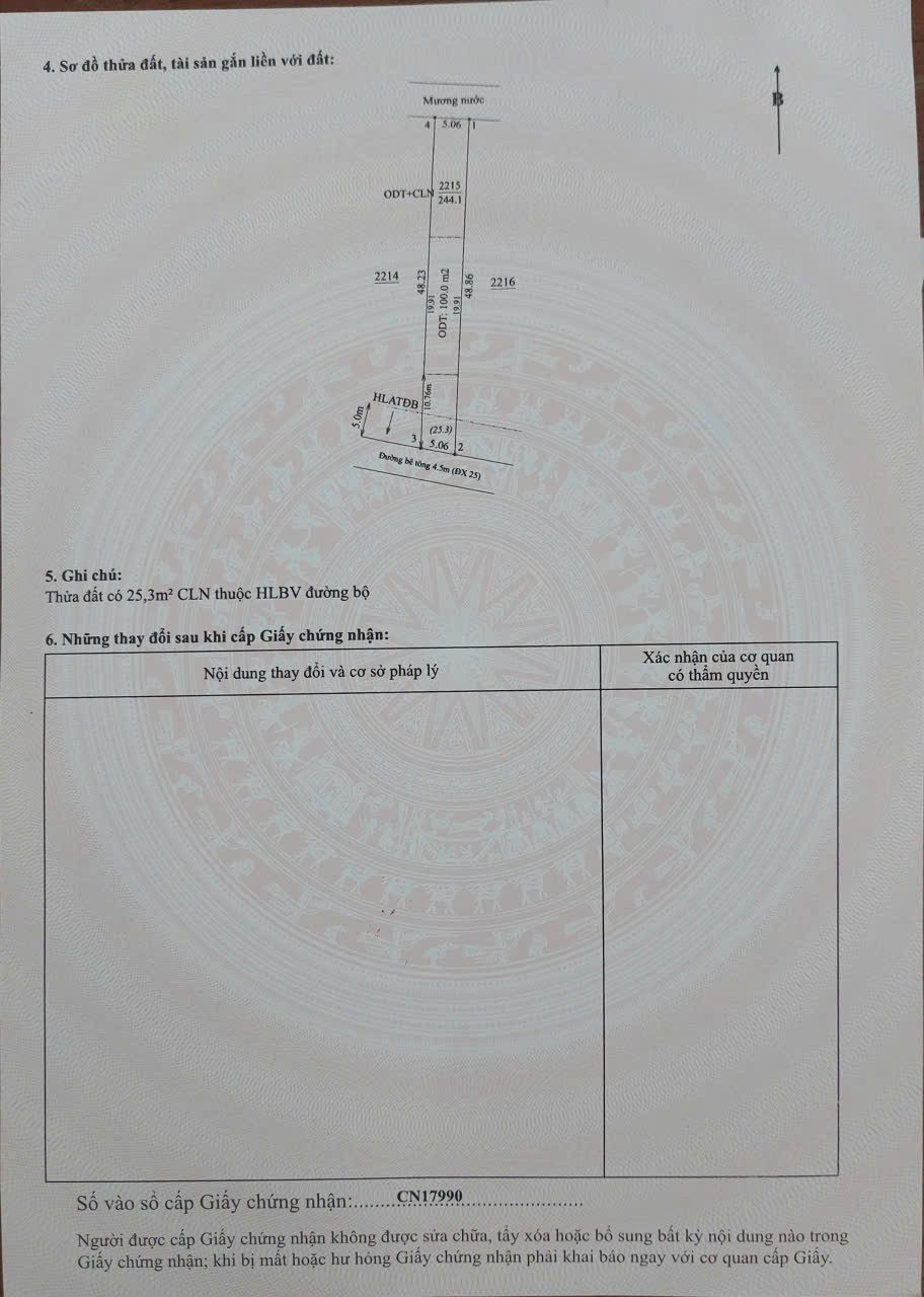 Bán đất 244m² có sẵn 100m² thổ cư ngang 5m giá 1.35 tỷ tại Phường Phú An