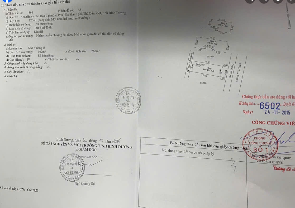 Anh chủ gửi bán căn nhà 1 trệt 2 tầng lầu Tọa lạc tại đường N12 khu dân cư Phú Hoà 1 Diện tích: 6x20 full thổ cư Giá:  7 tỷ xx