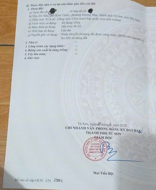 Bán đất Kim Thiều Phù Khê 97.9m đường 2 ô tô tránh thông đẹp