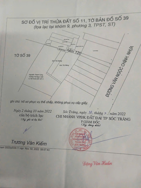 Bán đất hẻm 120 Văn Ngọc Chính 809.9m² ngang 15m giá 1.12 tỷ Phường Phú Lợi