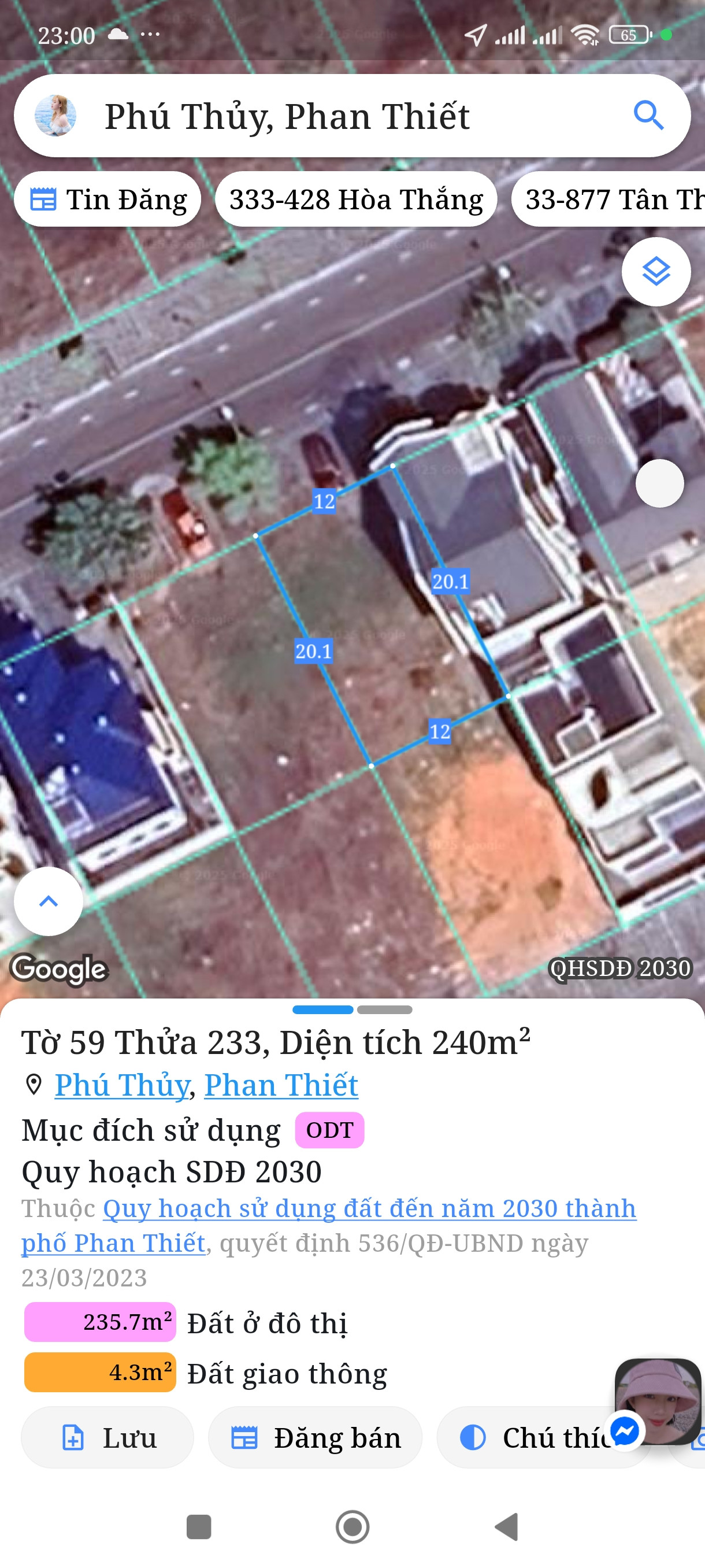 Bán đất 240m² ngang 12m giá 16 tỷ Phường Phú Thủy
