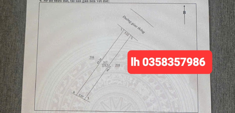 Bán đất 223.7m² ngang 5.02m giá 900 triệu Phường Phúc Thuận