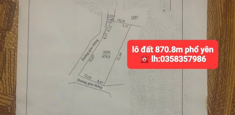 Bán đất 870m² có sẵn 500m² thổ cư ngang 21m giá 2.24 tỷ tại Phường Phúc Thuận