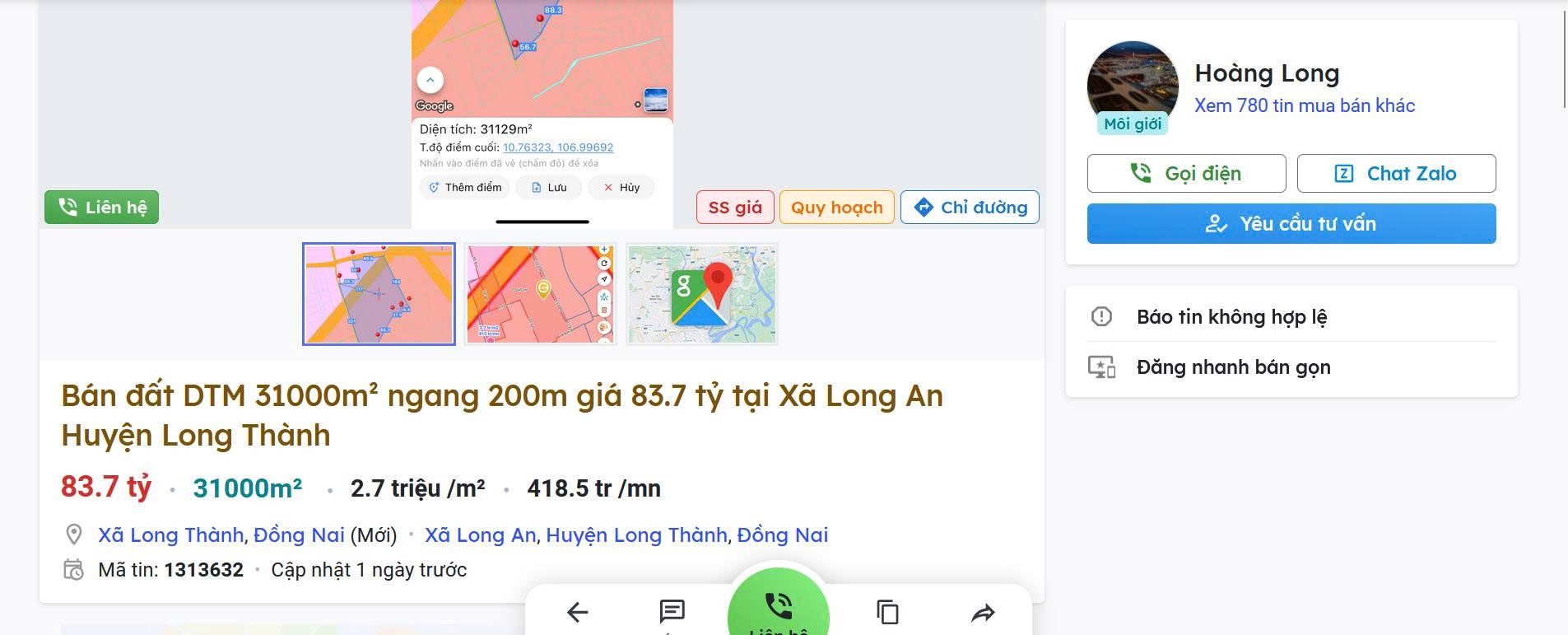 Bán đất 35000m² ngang 102m giá 525 tỷ tại Phường Phước Tân