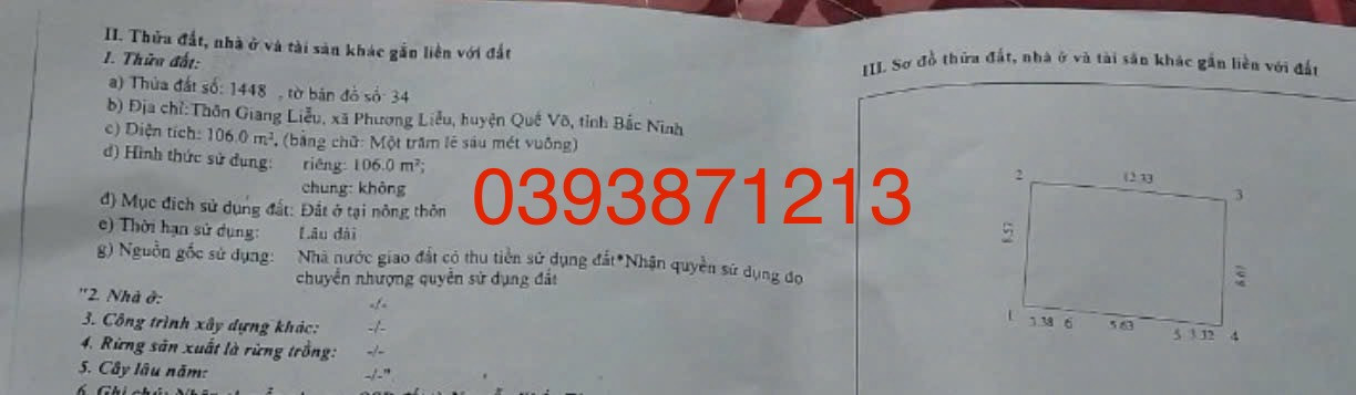 Bán đất 106m² ngang 6m giá 3.85 tỷ Phường Phương Liễu
