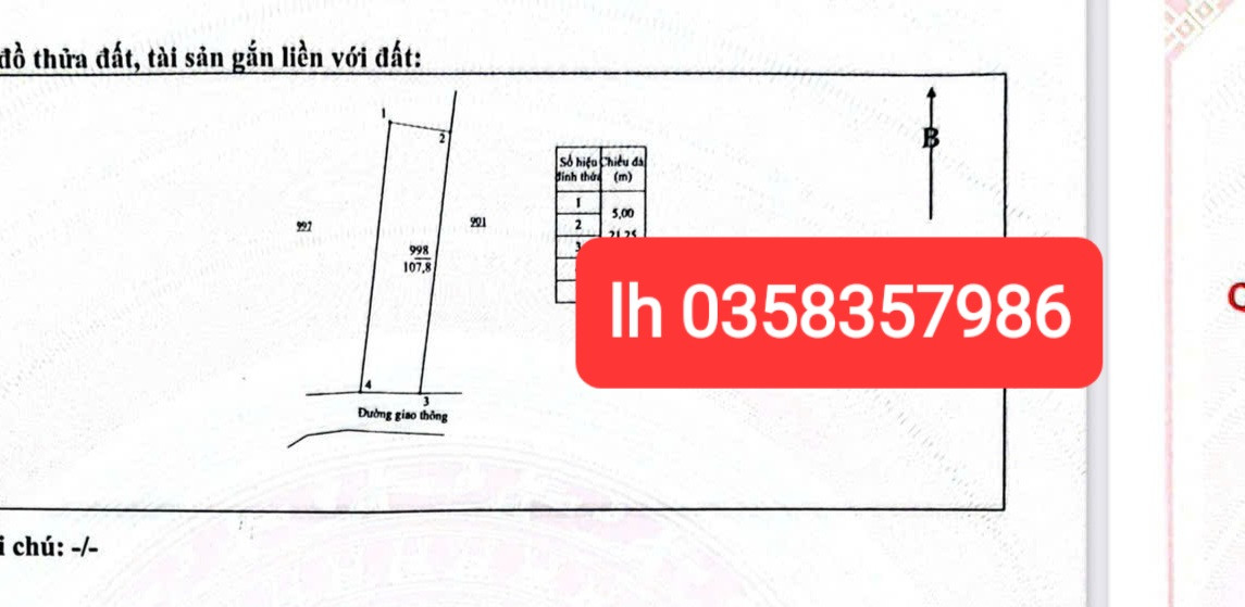 Bán đất 107.8m² ngang 5m giá 1.65 tỷ Phường Quan Triều
