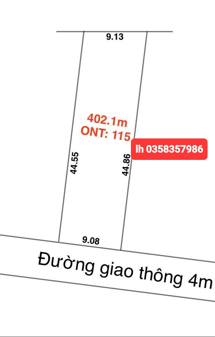 Bán đất 402.1m² ngang 9.13m giá 900 triệu Phường Quan Triều