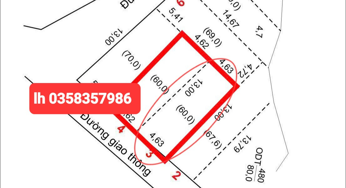 Bán đất 60m² ngang 4.63m giá 1.25 tỷ Phường Quan Triều