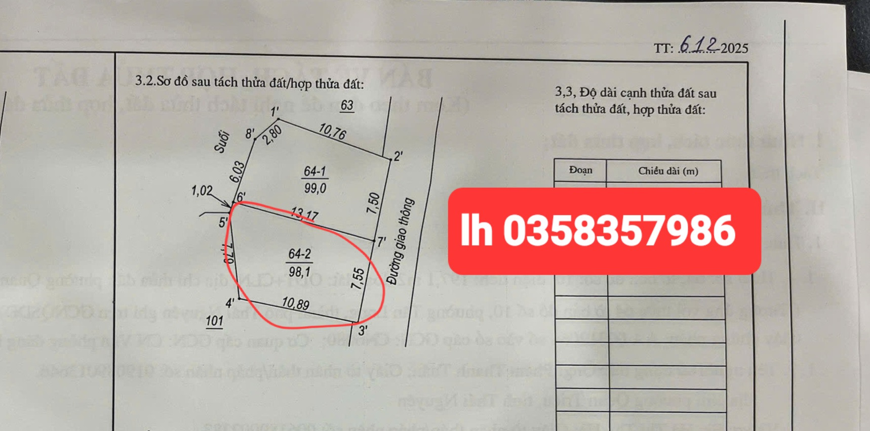 Bán đất 98m² ngang 7.79m Phường Quan Triều