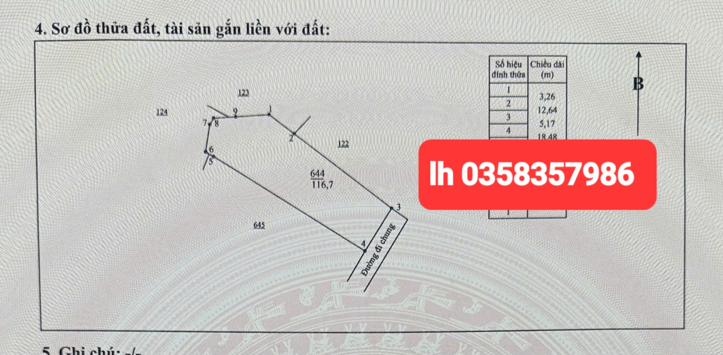 Bán đất 116.7m² ngang 6.89m giá 1.25 tỷ Phường Quan Triều