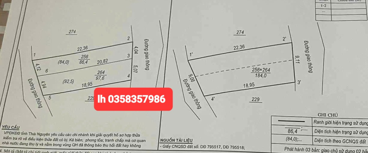 Bán đất 184m² ngang 9.11m giá 3.55 tỷ Phường Quan Triều