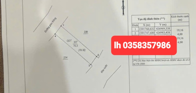Bán đất 76.3m² ngang 4m giá 2.2 tỷ Phường Quan Triều