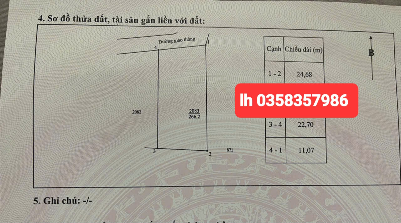 Bán đất 266.2m² ngang 11.51m giá 1.35 tỷ Phường Quyết Thắng