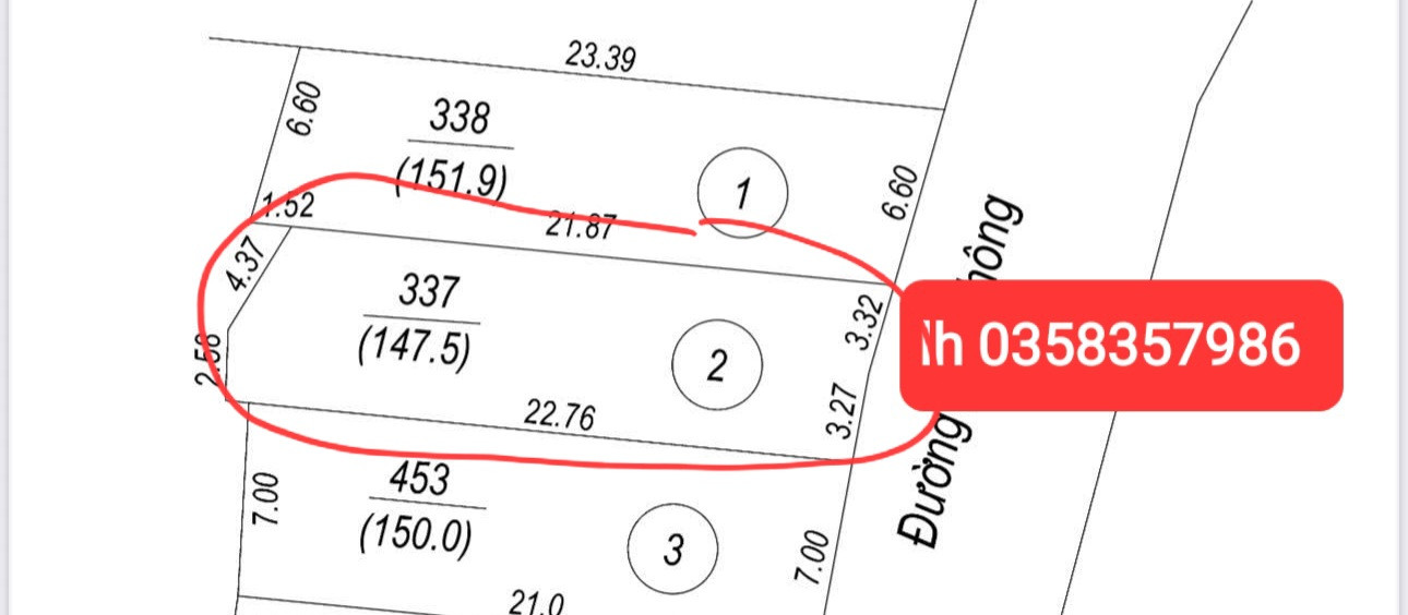 Bán đất 147.5m² có sẵn 65m² thổ cư ngang 6.59m giá 2.2 tỷ tại Phường Quyết Thắng