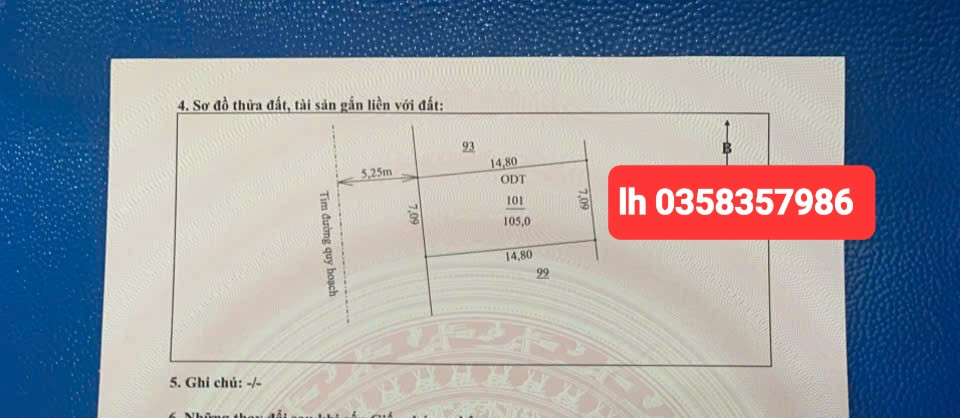 Bán đất 105m² ngang 7.09m giá 1.85 tỷ Phường Sông Công