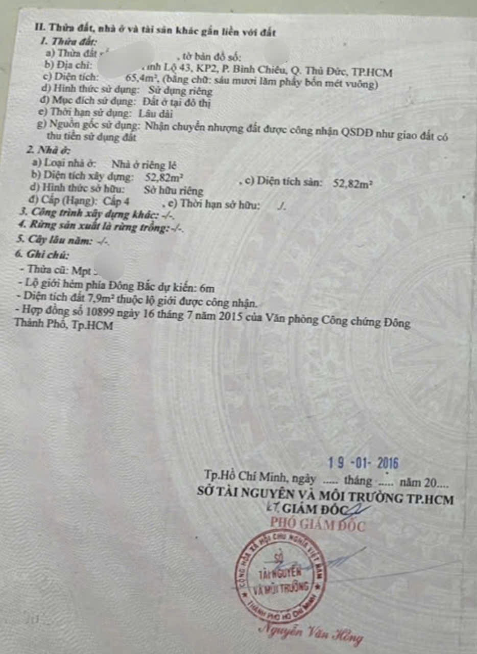 65m đất 4tỷ2 hẻm ô tô đường Tỉnh Lộ 43 phường Bình Chiểu Thủ Đưc