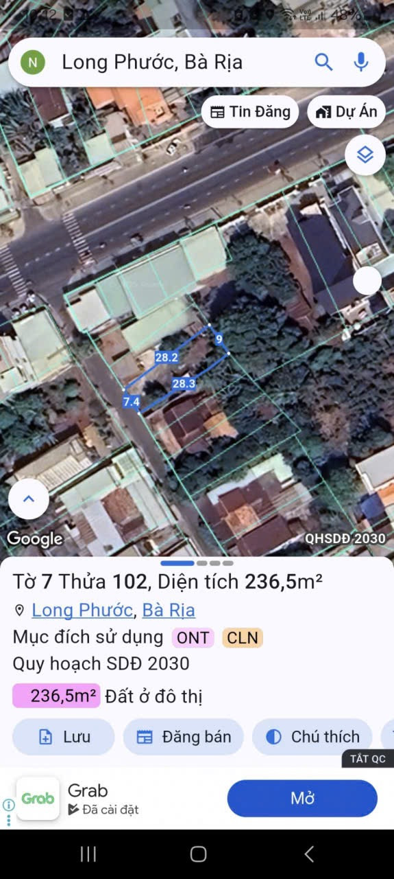 Bán đất 272,9m² ngang 7,4m giá 2.45 tỷ Phường Tam Long Bà Rịa