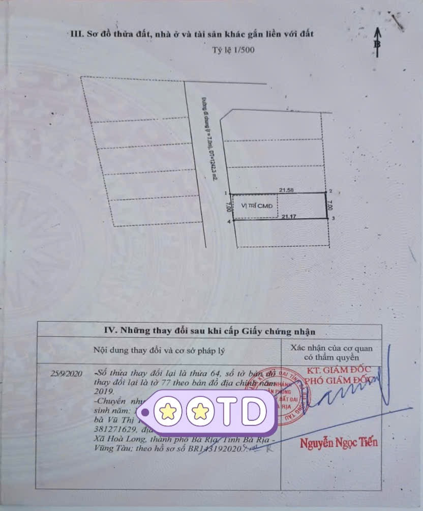 Bán đất 149m² ngang 7m giá 1.55 tỷ Phường Tam Long